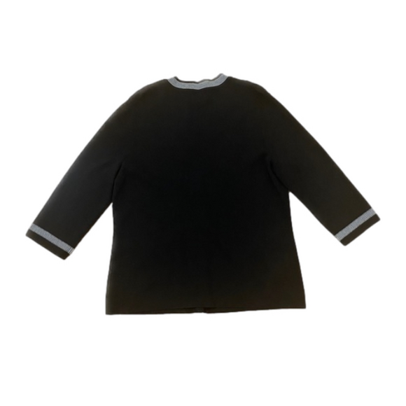 Y2k JONES NEW YORK BLACK & WHT 3/4 SLEEVE OVERSIZED SWEATER SNAP CLOSURE NWOT XL - Picture 2 of 8